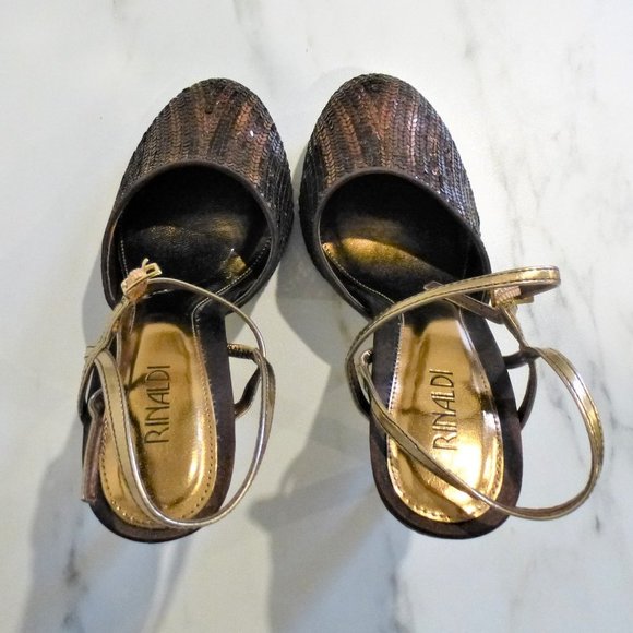 NWB Bronze Seqenced High Heel Shoes - Picture 5 of 7